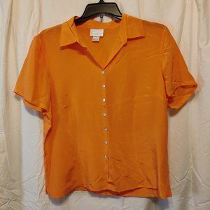 Peachy Orange womens 100% silk shirt - size XXL